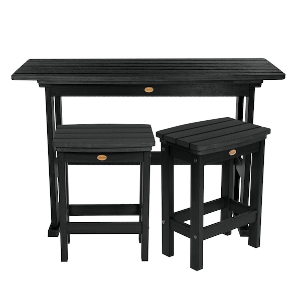 Highwood Usa Lehigh 3pc Counter Height Outdoor Patio Furniture Balcony Set AD-KITBALC1-BKE - main